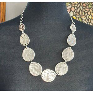 Chico's Necklace Jewelry Statement 24" Adjustable Silver Tone Chunky Bold